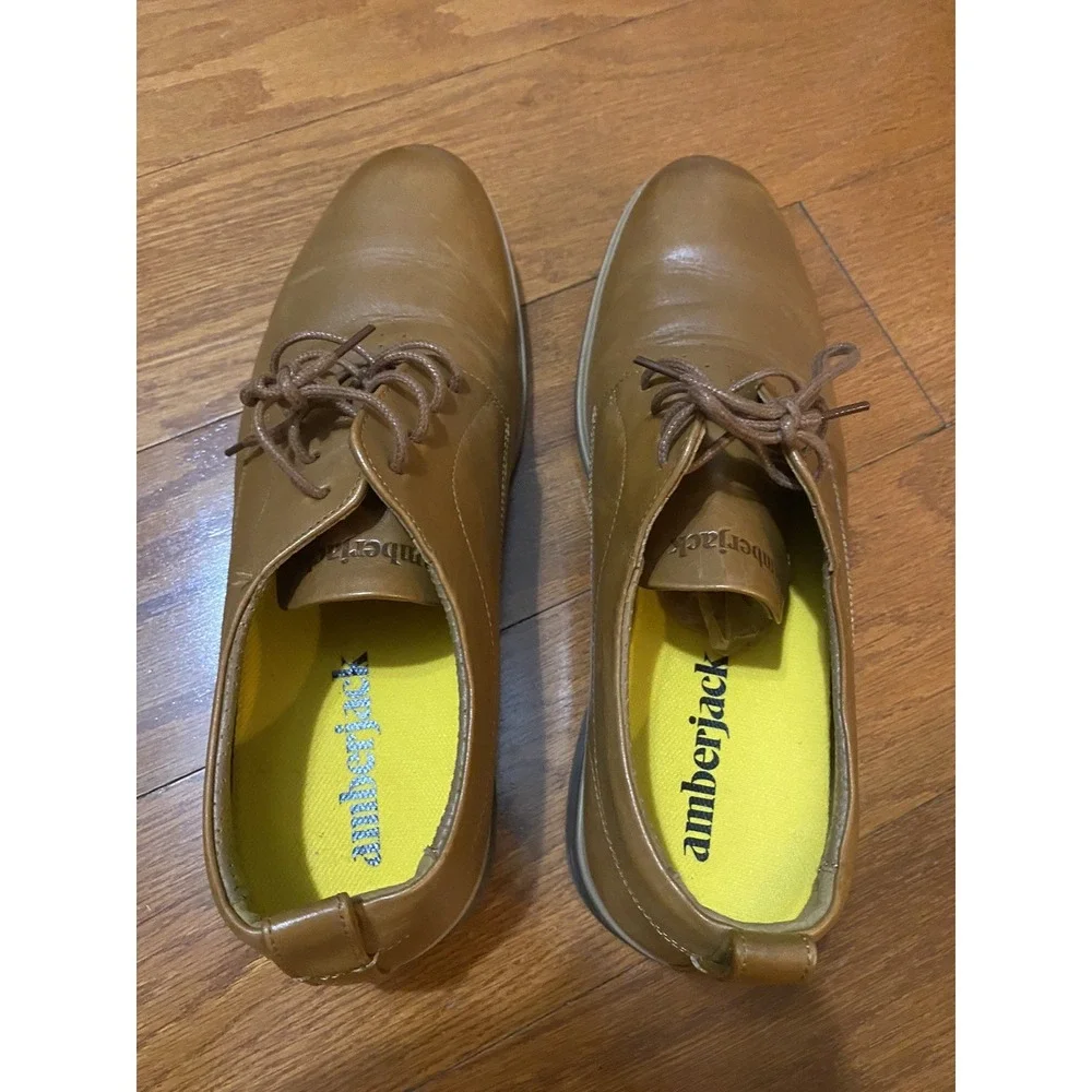 Amberjack  Original Light Brown Leather Oxford Comfort Soft Shoes Men Sz 10.5